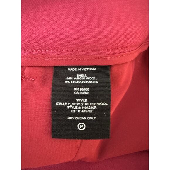 Theory Magenta Virgin Wool Blend Dress Pants Preppy Classy Chic Work Office 00 - Picture 5 of 6